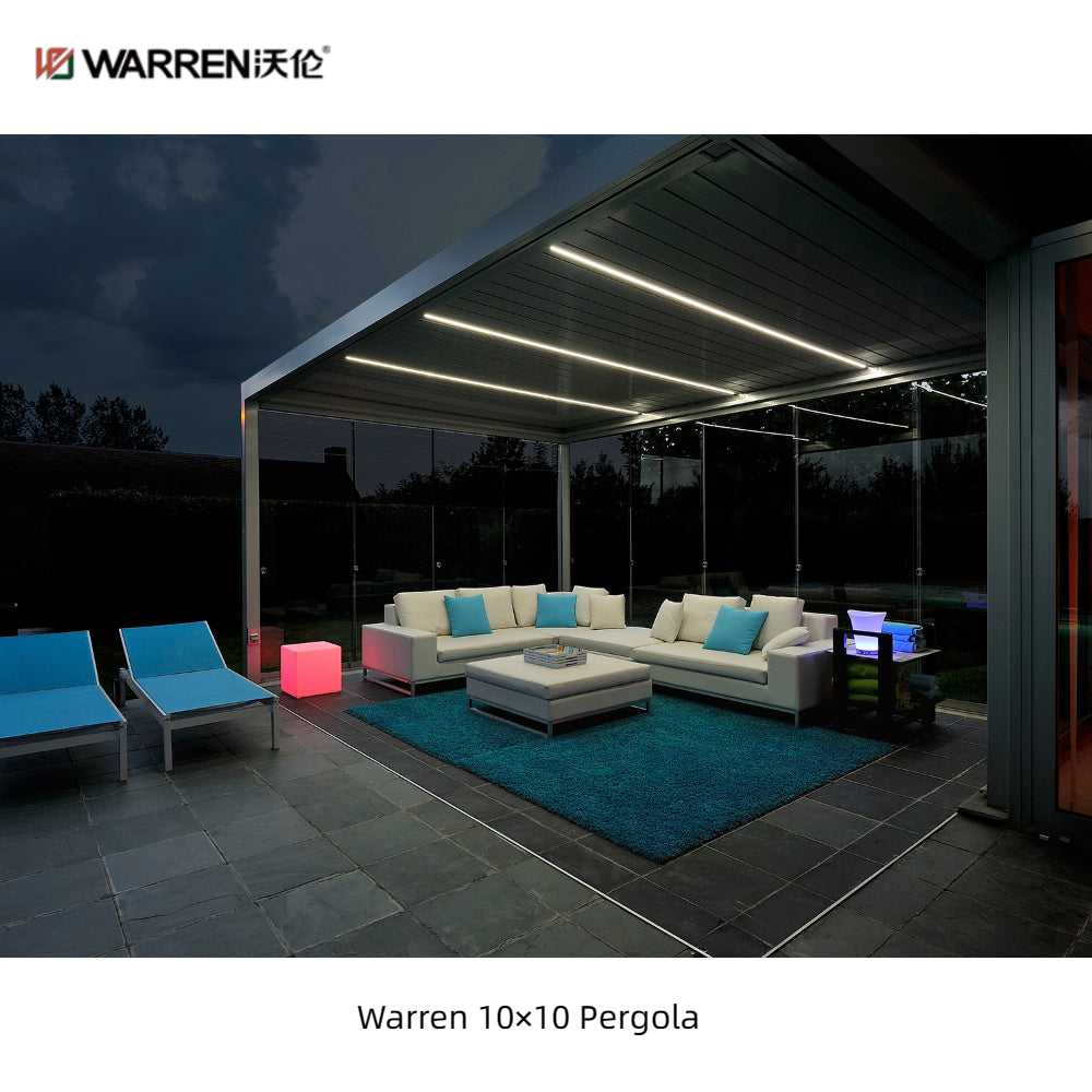 Warren waterproof 10x10 pergola with aluminum alloy flat top