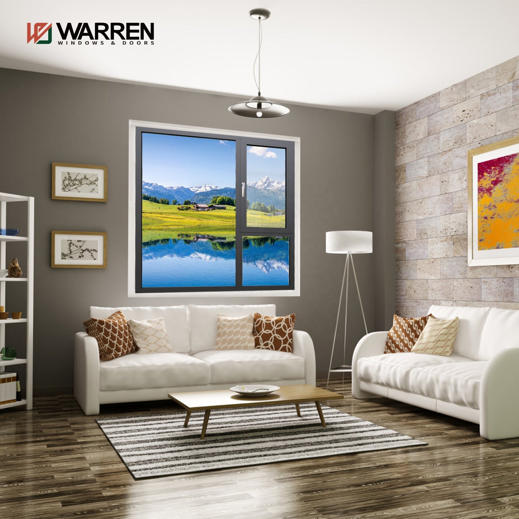35ft Custom Window Warren 36x48 window customized high quality black windproof aluminum c ...