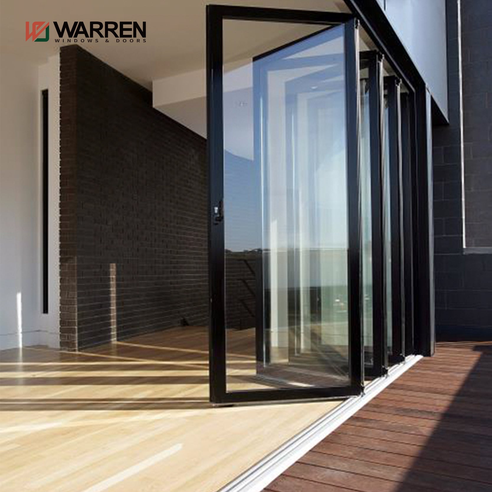Warren 96 x 80 folding patio door NFRC internal external aluminium bi fold folded balcony patio door wholesale entry door