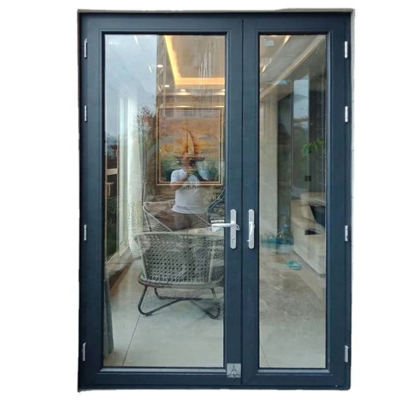 Warren french doors 60 x 96 exterior black color thermal break aluminu